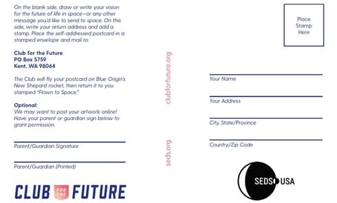 Club For the Future SEDS Postcards